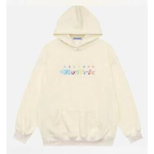 AELFRIC EDEN Cream Color Graphic Grafitti UNISEX GRAPHIC HOODIE in Size S